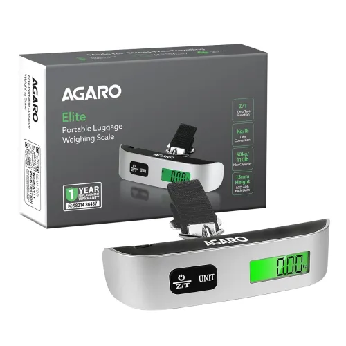 Image of AGARO ELITE PORTABLE LUGGAGE WEIGHING SCALE 50KG CAPACITY LCD DISPLAY
