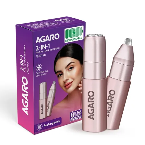Image of AGARO Facial Hair Removal Machine for Women, Rechargeable Eyebrow Trimmer, Cordless, Safe & Painless Electric Shaver, Hy