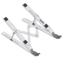 AGARO Foldable Laptop Stand, 7 Adjustable Levels, Non Slip Silicone Pads, Aluminium Built, Laptop, Tablet, Books LS1821, Silver