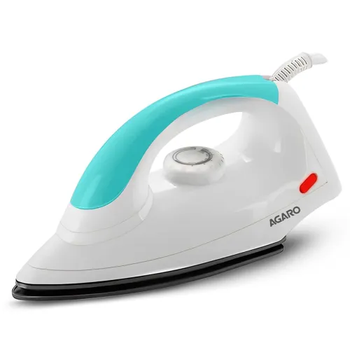 Image of AGARO Grand Electric Dry Iron, 1000W, Non- Stick Coated Sole Plate, Fast Heating, Removes Wrinkle, Creases, Green & Whit