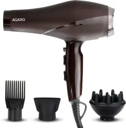 AGARO HD-1120 Professional, Hot & Cold Air, 2 Speed & 3 Temperature Setting Hair Dryer (2000 W, Black, Brown)
