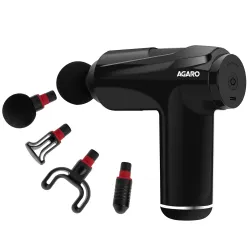 AGARO Primo Gun Massager, 4 Heads, 6 Speed, Rechargeable, Handheld, Deep Tissue Muscle Massager for Full Body Pain Relie