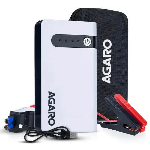 Image of AGARO Primo Portable Jump Starter, 12000mAh Battery for Car & Bike, 2 in 1 - Jump Starter & LED Flashlight, Safety Prote