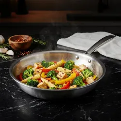 AGARO Regency 26 cm Triply Stainless Steel Fry Pan with Lid (2.3L), Induction & Gas Compatible, ensures Even Heat, Non-Toxic with no Chemical Coating, Dishwasher Safe—Ideal for stir-Fry & sa...