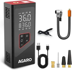 AGARO Regency Cordless 150 psi Tyre Air Pump for Car & Bike (Digital Display, Portable, Multiple Air Fill Modes, LED Light, Auto Shut Off)