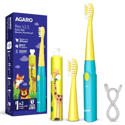 Image of AGARO Rex V2.0 Sonic Kids Electric Toothbrush 3 Modes 2 Soft Replaceable Brush Heads
