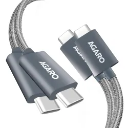 AGARO Type C To Type C Cable (60W),Pack Of 2,Supports Pd,Nylon Braided Fast Charging Cable,Compatible With Type C Devices,Android Phone,iPhone,Laptop&Macbook,1 M,480 Mbps Data Transmission,G...