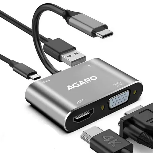 Image of AGARO Type-C to HDMI, VGA & USB 3.0 Adapter