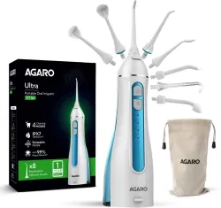 AGARO Ultra Plus Portable Dental Flosser: 8 nozzles, 4 modes, cordless