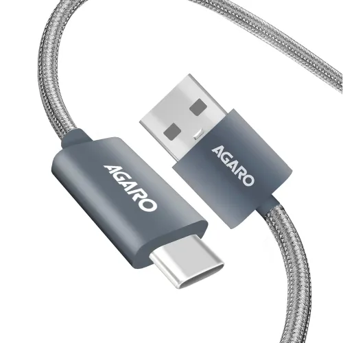 Image of AGARO Unbreakable Braided USB-C Cable, 3A Fast Charging, 1M, 480 Mbps
