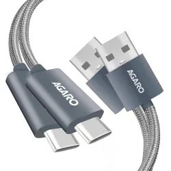 AGARO Usb-A To Type C Cable,Pack Of 2,Nylon Braided Cable,3A Fast Charging,Compatible With Type C Devices,Smartphones,Tablets Etc,Pd Technology,1M(3.2Ft),480 Mbps Data Transmission.,Grey