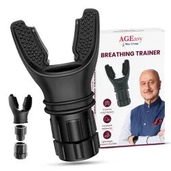 AGEasy Breathing Trainer | Resistance Adjustable, Portable & Durable Grip | Respiratory Muscle Trainer, Sports Breathing Fitness Equipment for Men & Women | Improves Strength & Endurance