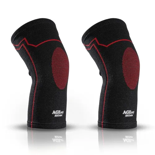 Image of AGEasy Knee Support Sleeve, XL, Anti-Slip, Gym & Black-Red)