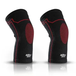 AGEasy Knee Support Sleeve, XL, Anti-Slip, Gym & Black-Red)