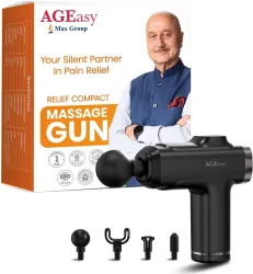 AGEasy (Max Group) Massage Gun, 8 Speed, 4 Massage Heads, Rechargable USB Type - C Massager (Black)