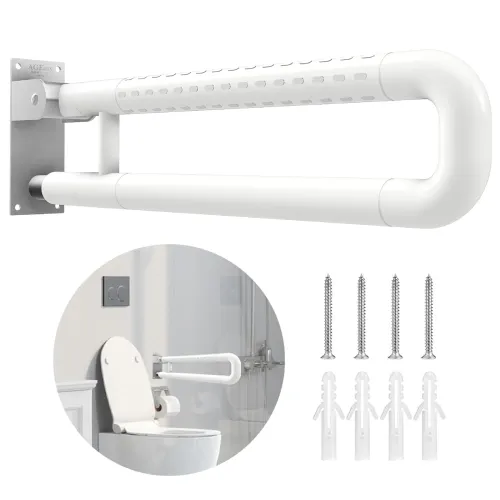 Image of AGEasy (Max Group) Stainless Steel Flip Up Grab Bar with Anti-Slip Nylon Grip