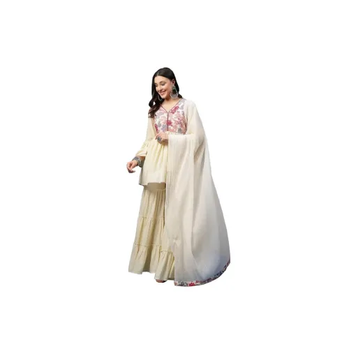 Image of AHMI New Cotton Floral Printed Top Sharara with Dupatta Indo Western Set