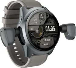 Ai+ Wearbuds with Built-in TWS, ENC & Sports Modes, Health Suite Smartwatch (Space Grey Strap, Free Size)