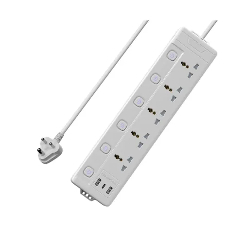Image of AILKIN DarkWoof 2500W / 240V Extension Board with 5 Universal Sockets, 2 USB and Type C Fast Charging Ports [6 Months Wa