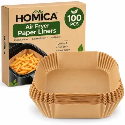Air Fryer Paper Liners, 100 Pcs Disposable Parchment Paper for Microwave