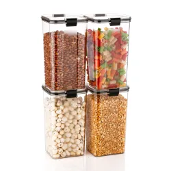 Air Tight Containers For Kitchen Storage Set, Container For Kitchen Storage Set, Kitchen Organizer And Kitchen Accessories Items & Storage (Transparent,1100 ML Set Of 4)