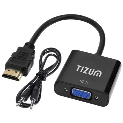 Image of AirCase Tizum Hdmi to Vga/Av Adapter Cable 1080P for Projector, Computer, Laptop, Tv, Projectors & Tv with Aux Cable