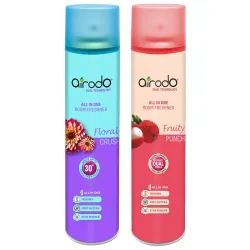 Airodo Fruit Punch and Floral Crush Air Freshener with Dual Technology,Easy Push and Spray, All in One Room Freshener for Home and Office Last Up to 30 Days (250ml, Pack of 2)