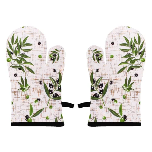 Image of Airwill 100% Heat Resistance, Floral Designed Kitchen Oven Mitts (Gloves) (Green, Black, Pack of 2)