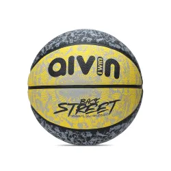 Aivin Back Street Basketball, Rubberized Moulded Basketball Game, for Match, Training, Outdoor Ball, Durable for Practice, Suitable for All Surface, 8 Panel, Material-Rubber (Yellow/Black) Size 7