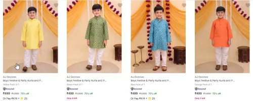 Image of Aj Dezines Kids' Ethnic Sets at minimum 74% Discount