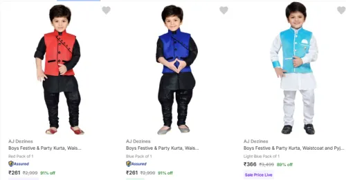 Image of Aj Dezines Kids Ethnic Sets Upto 91% Discount | starting @ ₹261