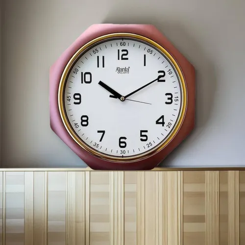 Image of AJANTA Analog 25 cm X 25 cm Wall Clock (Brown, With Glass, Standard)