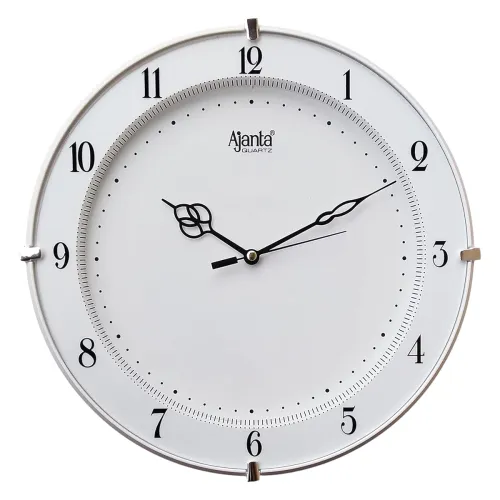 Image of Ajanta Plastic Abstract Wall Clock (28 Cm X 28 Cm X 3.5 Cm, White) - Analog