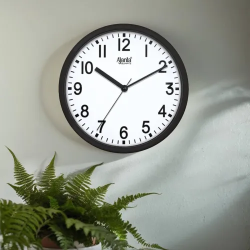 Image of AJANTA Analog 23 cm X 23 cm Wall Clock  (Black, With Glass, Standard)