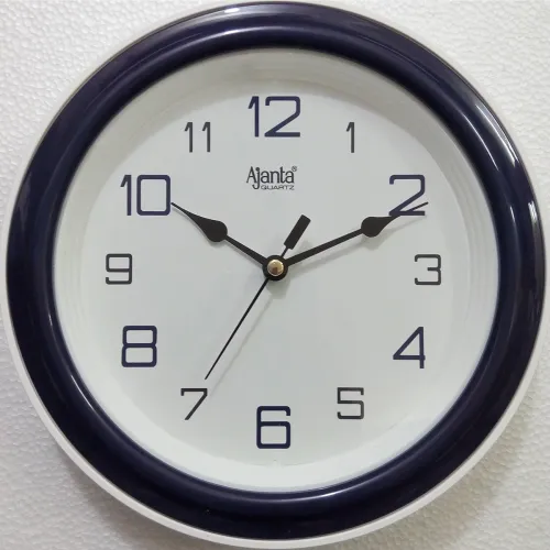 Image of Ajanta Quartz Round Plastic Wall Clock (20.5 cm x 3.5 cm x 20.5 cm, Blue)