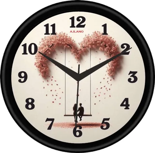 Image of AJLANO Analog 25 cm X 25 cm Wall Clock (Black, With Glass, Standard)