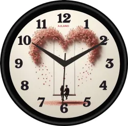 AJLANO Analog 25 cm X 25 cm Wall Clock (Black, With Glass, Standard)