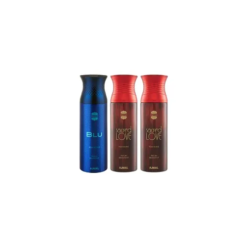 Image of Ajmal Blu & Sacred Love Deodorant Spray (200 ml, Pack of 3)