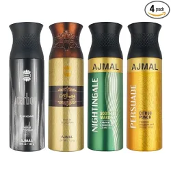 Ajmal Carbon Homme & Wisal Dhahab Deodorant 200ml * Pack of 4