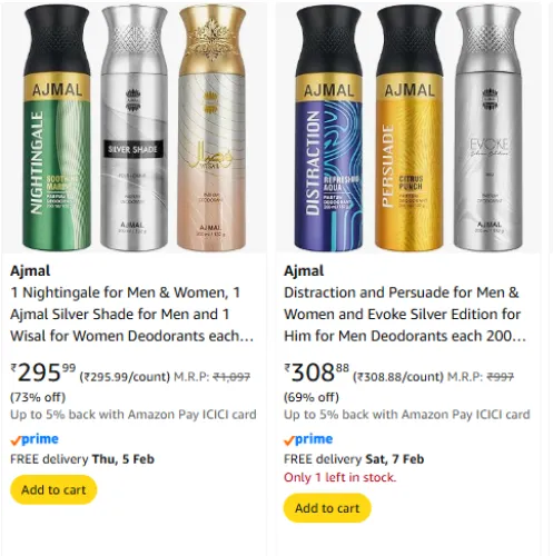 Image of Ajmal Deodorants [pack of 3] Starting @ ₹295
