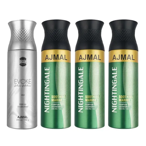 Image of Ajmal Evoke Silver Edition & Nightingale Deodorant Combo 200ml pack of 4