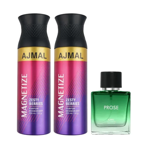 Image of Ajmal 2 Magnetize Deo each 200ML & Prose EDP 20ML Pack of 3 (Total 420ML) for Men & Women