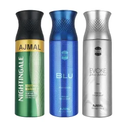 Ajmal Nightingale + Blu Homme Deo Combo (3×200ml)