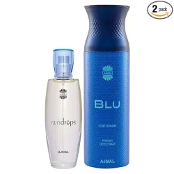 Ajmal Raindrops Perfume & Blu Deodorant Set