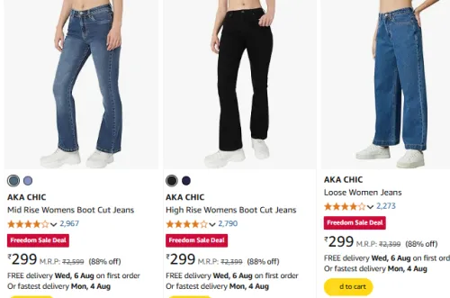 Image of AKA CHIC High Rise Womens jeans Starting @ ₹299