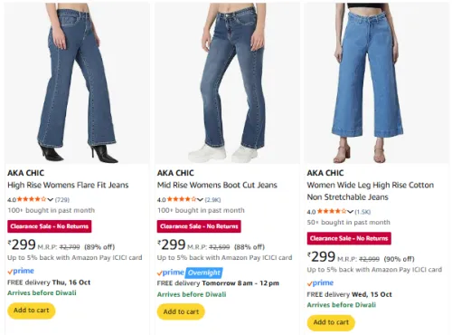 Image of Aka Chic Women's Jeans Starting @₹299