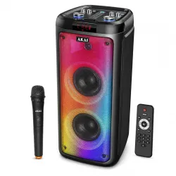 AKAI PM-100P Bluetooth Power Party Speaker Portable 100W RMS | Home Theater Sound System | Wireless Mic with Recording | Karaoke, TWS, BT, AUX, USB, TF Card, Guitar Input | 5 Hours Playtime....