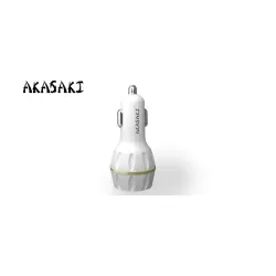 Akasaki AC-26 Dual Port Car Charger with Data Cable