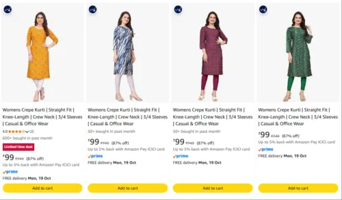 Image of AK Fashion Mall Womens Kurti starting ₹99 