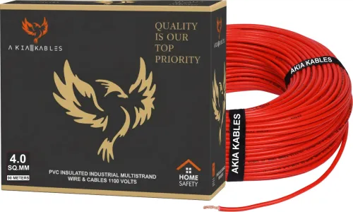 Image of AKIA KABLES 4.0 sqmm COPPER |90 MTR| FR PVC |Multi Strand | Electrical Wire 4 sq/mm Red 90 m Wire (Red)